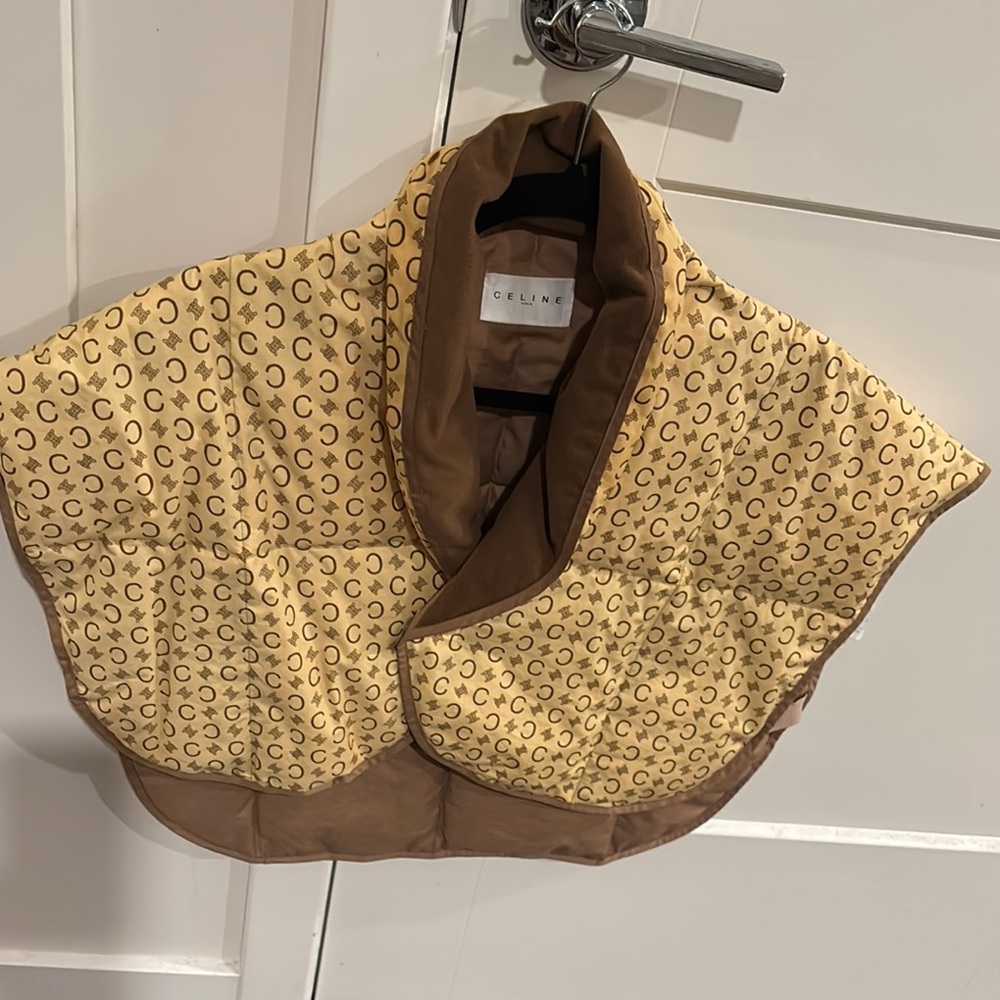 Celine Tan and Brown Patterned Cape Vest